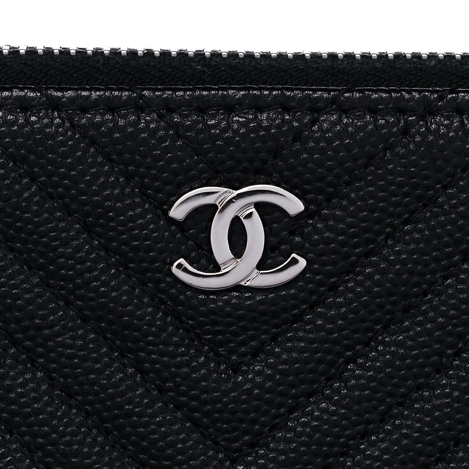 Chanel Caviar Chevron Quilted Medium Cosmetic Case Black 8 of 10