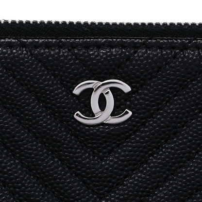 Chanel Caviar Chevron Quilted Medium Cosmetic Case Black 8 of 10
