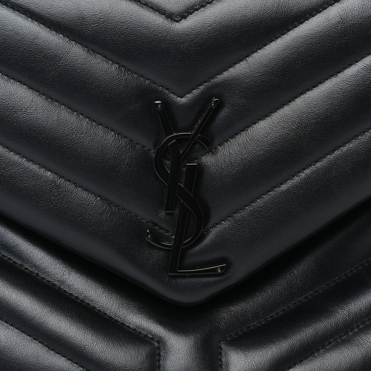 Calfskin Y Quilted Monogram Monochrome Medium Loulou Chain Satchel Black