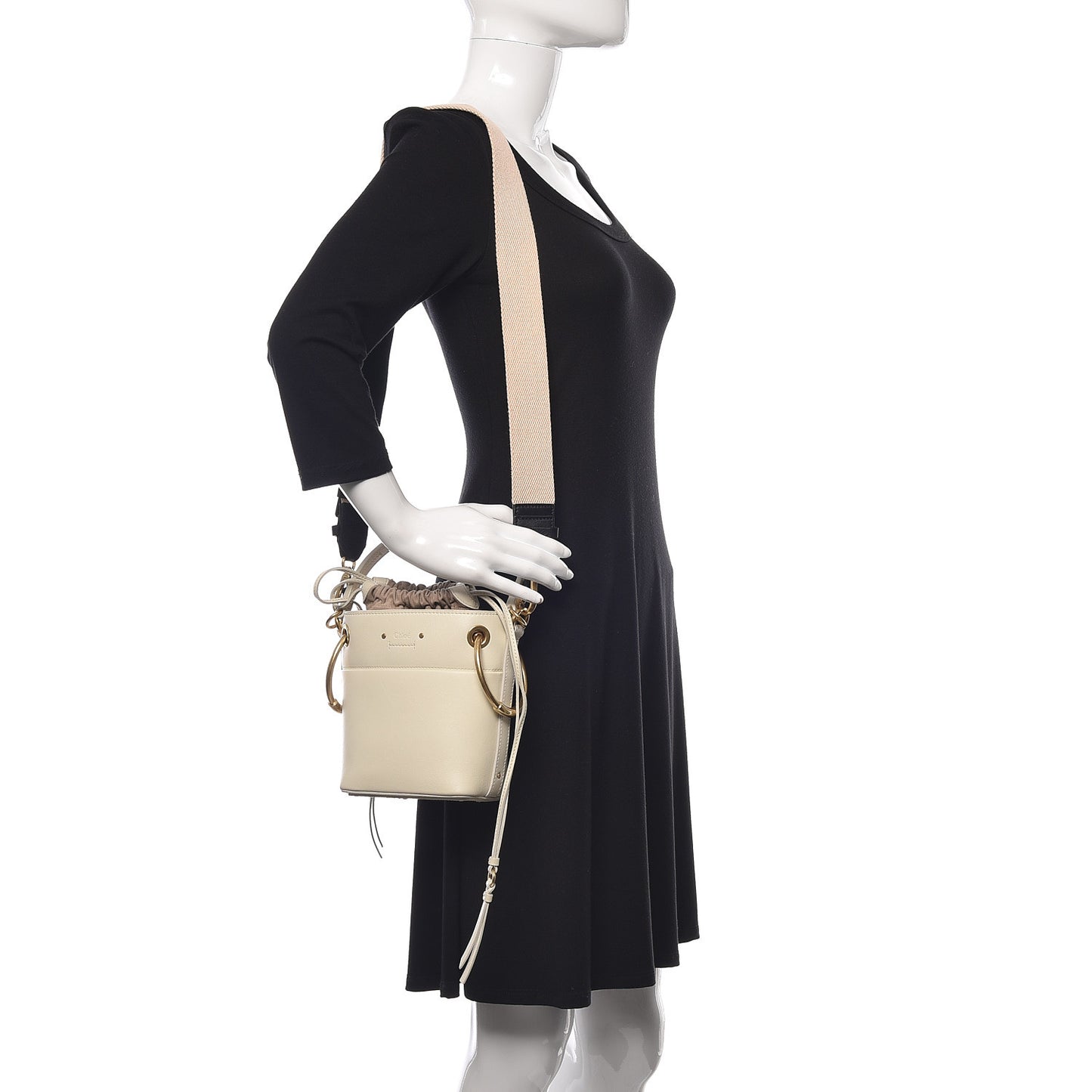 Smooth Calfskin Mini Roy Bucket Bag Natural White