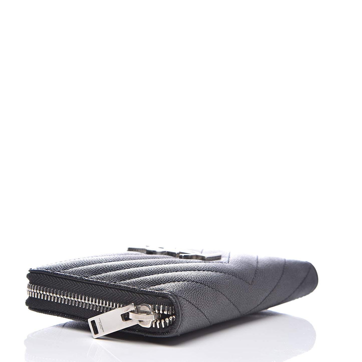 Grain De Poudre Matelasse Chevron Monogram Zip Around Wallet Black