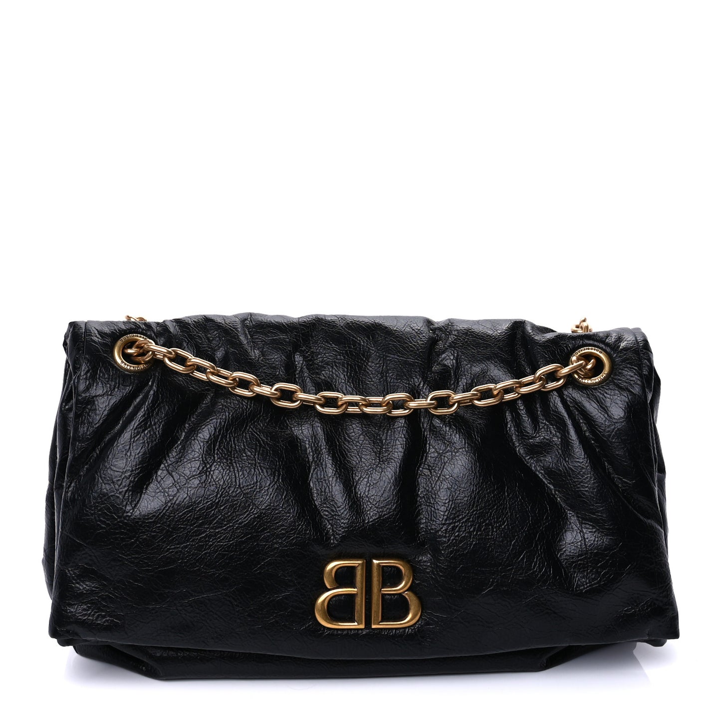 Arena Calfskin Medium Monaco Chain Shoulder Bag Black