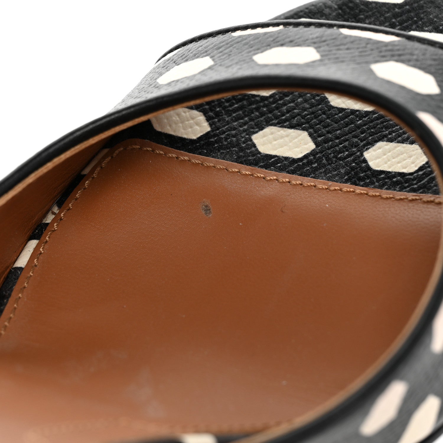 Givenchy Lambskin Polka Dot Shark Lock Sandals 37.5 Black White 8 of 9