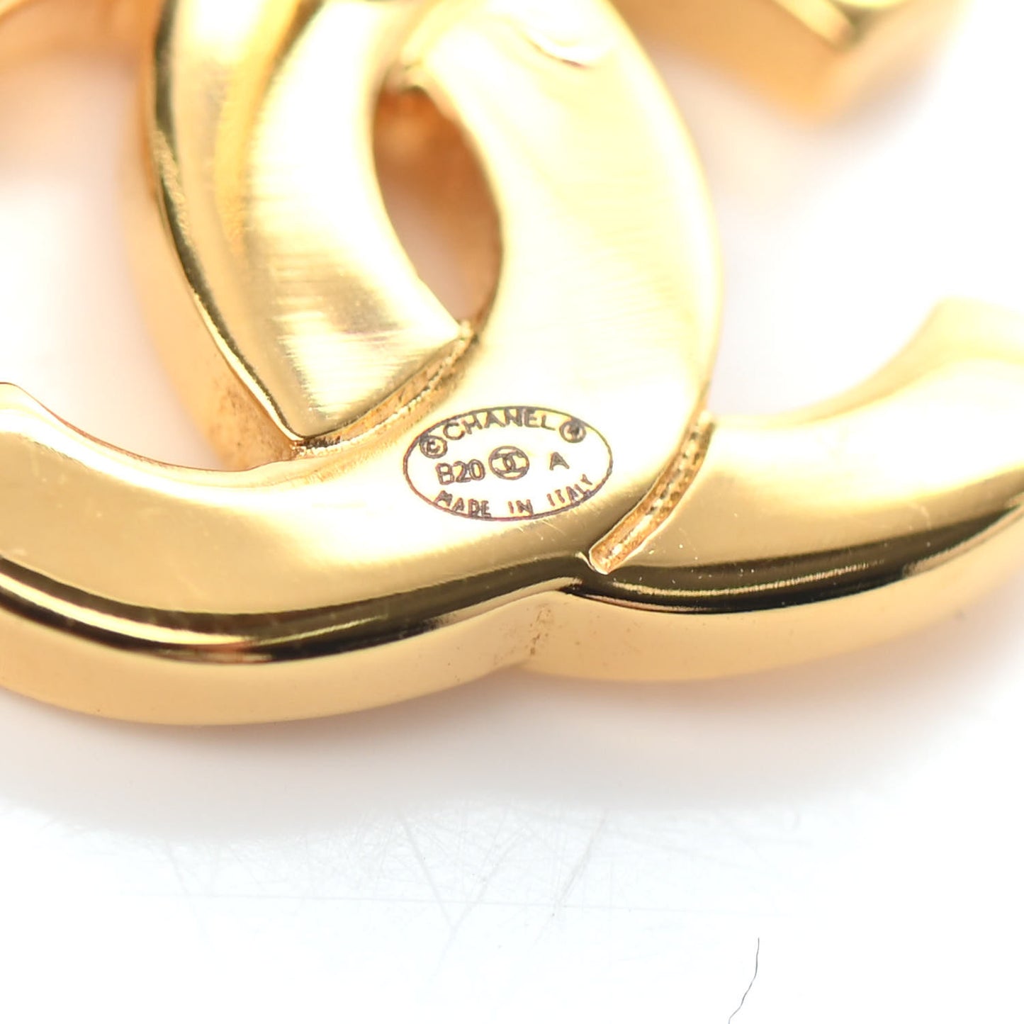 Metal CC Paris Button Stud Earrings Gold