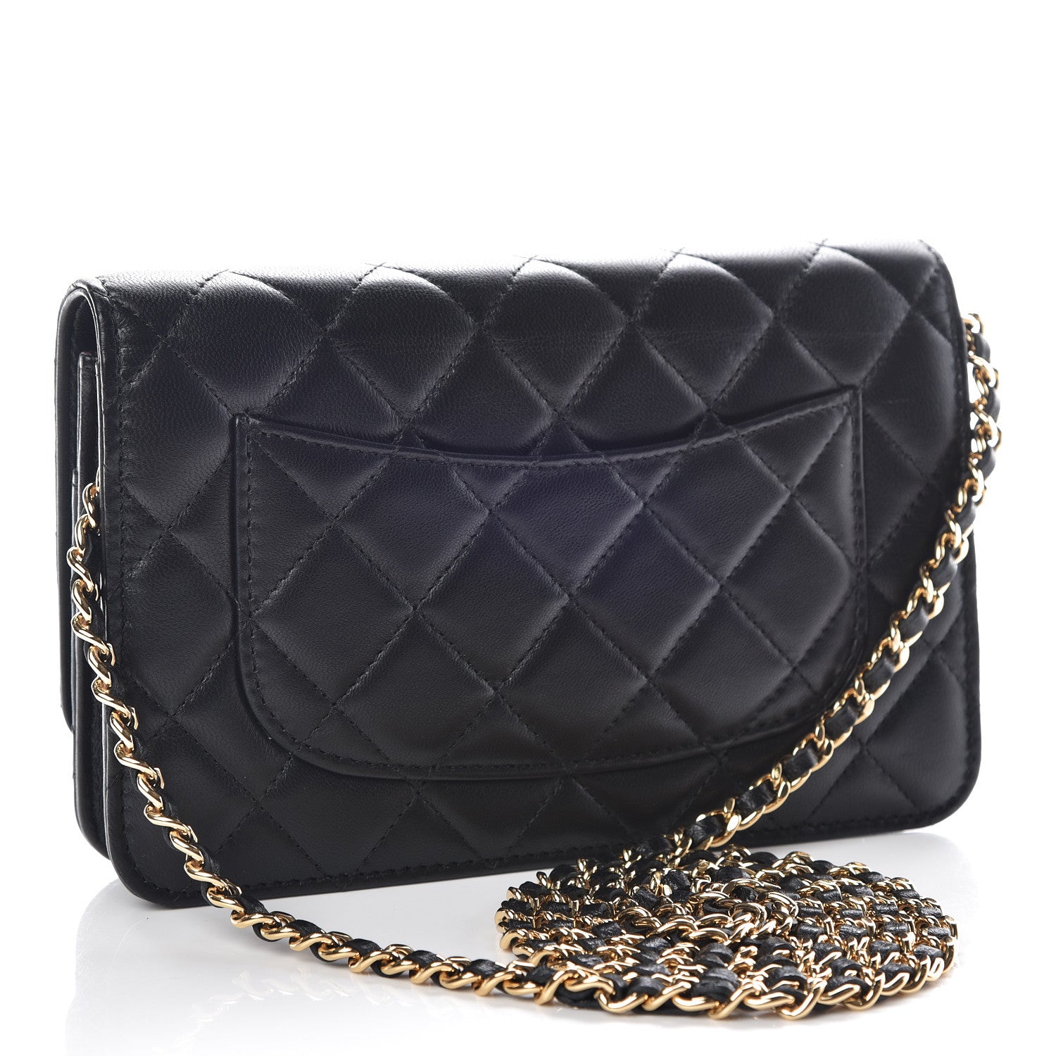 Chanel Lambskin Quilted Wallet On Chain WOC Black 3 of 13
