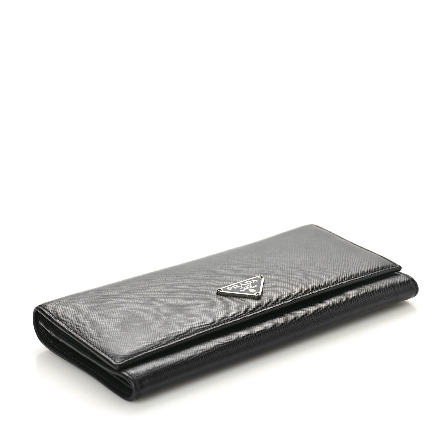 Saffiano Triangle Continental Flap Wallet Black