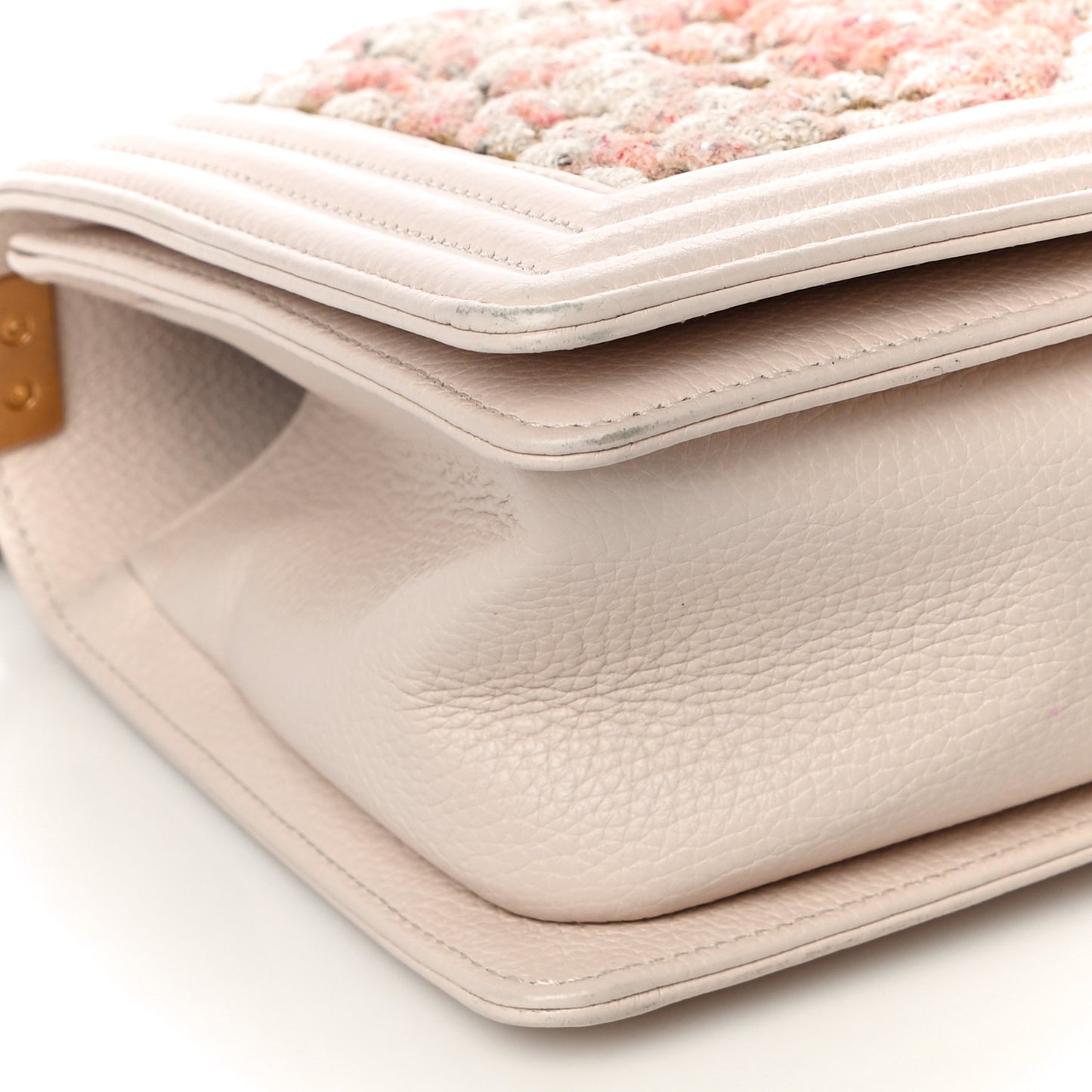 Braided Tweed Lambskin Medium Boy Flap Pink