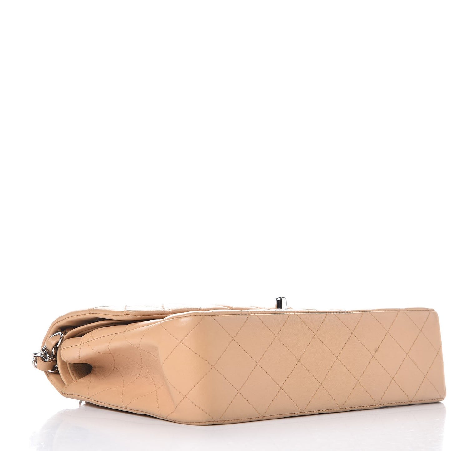Lambskin Quilted Medium Double Flap Beige