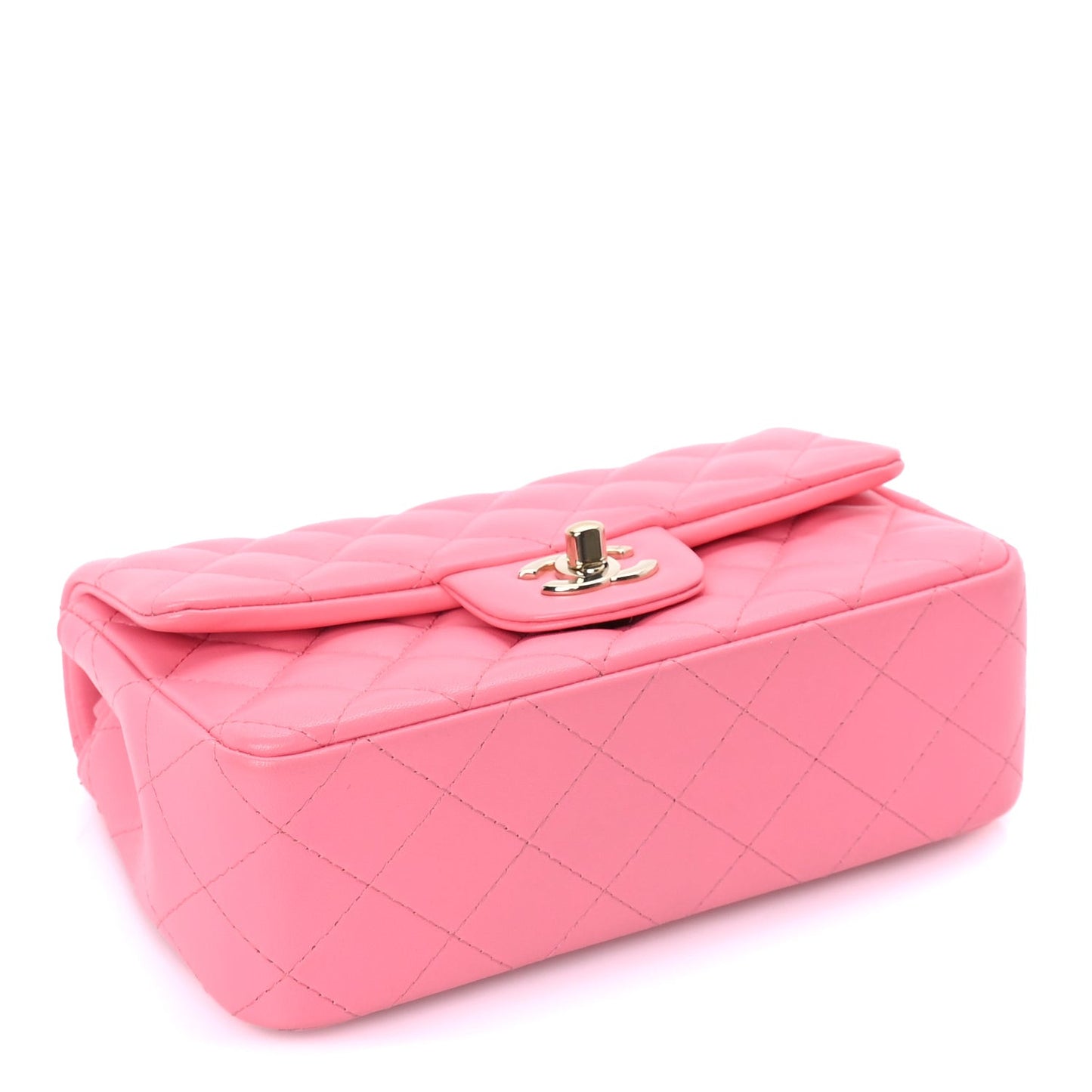 Lambskin Quilted Mini Rectangular Flap Pink