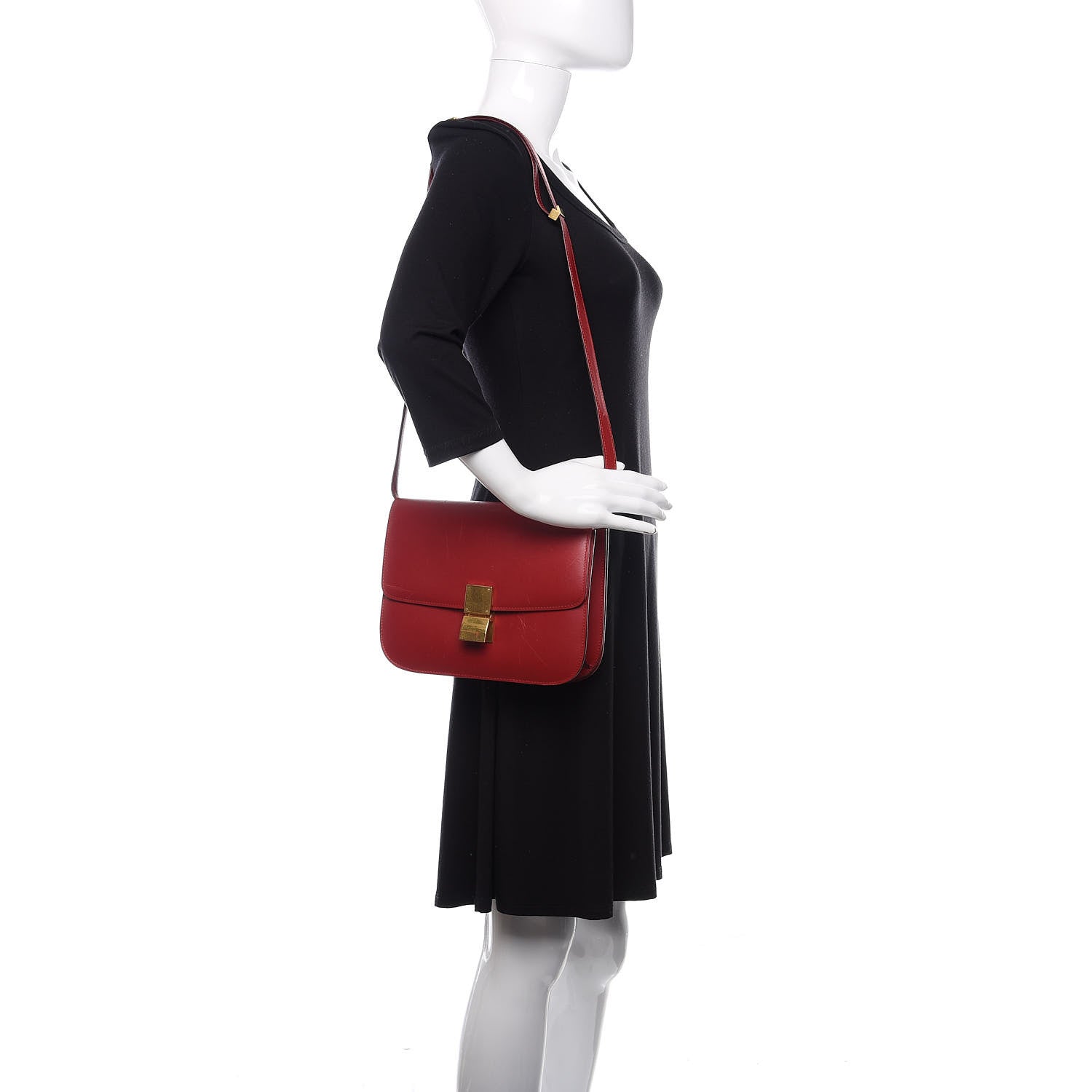 Celine Box Calfskin Medium Classic Box Flap Bag Red 2 of 15