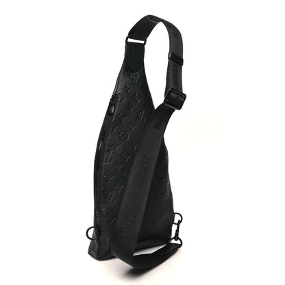 Louis Vuitton Calfskin Shadow Monogram Duo Slingbag Black 3 of 9