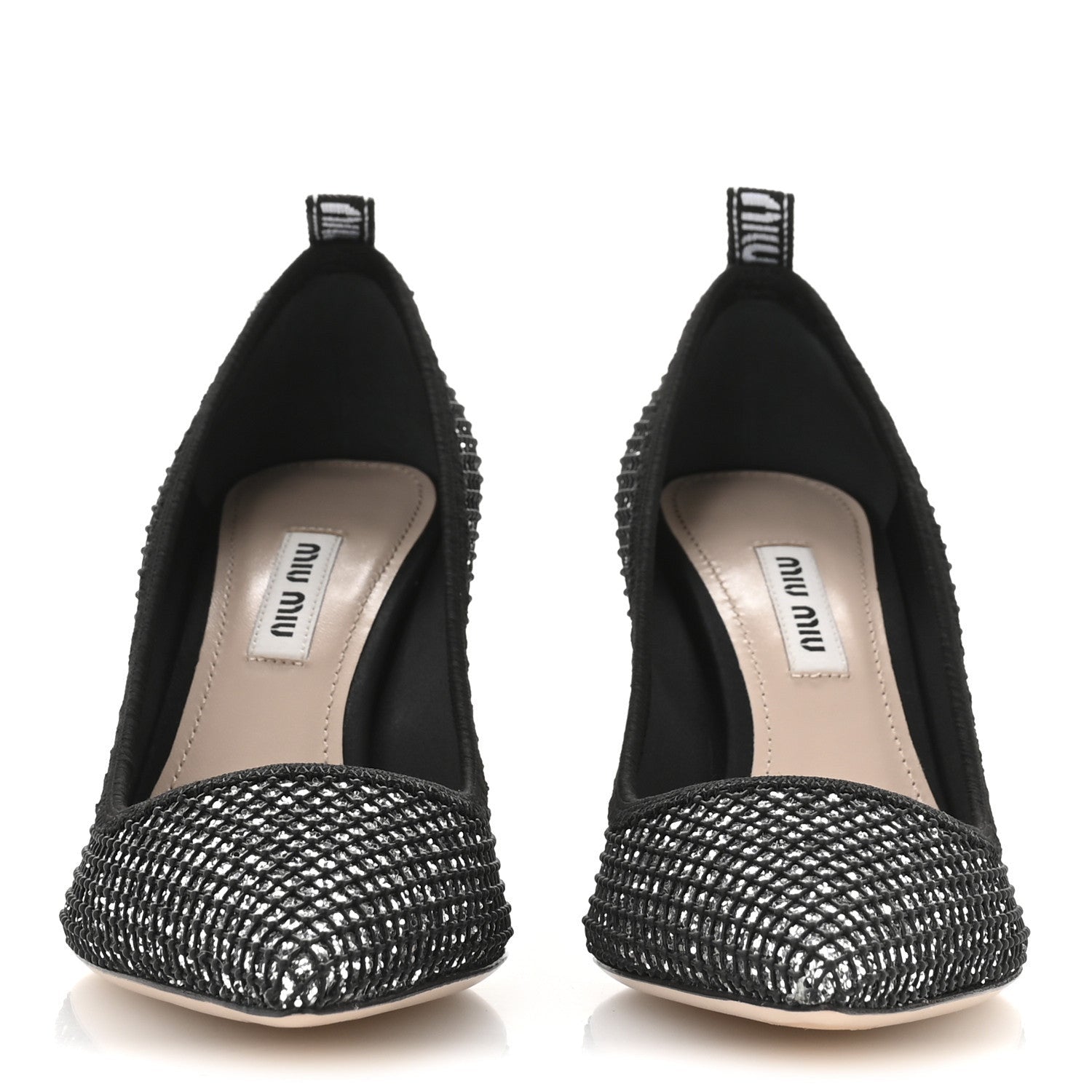 Miu Miu Glitter Rete 85 Pumps 35.5 Silver Black 3 of 7