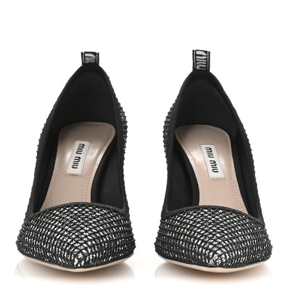 Miu Miu Glitter Rete 85 Pumps 35.5 Silver Black 3 of 7