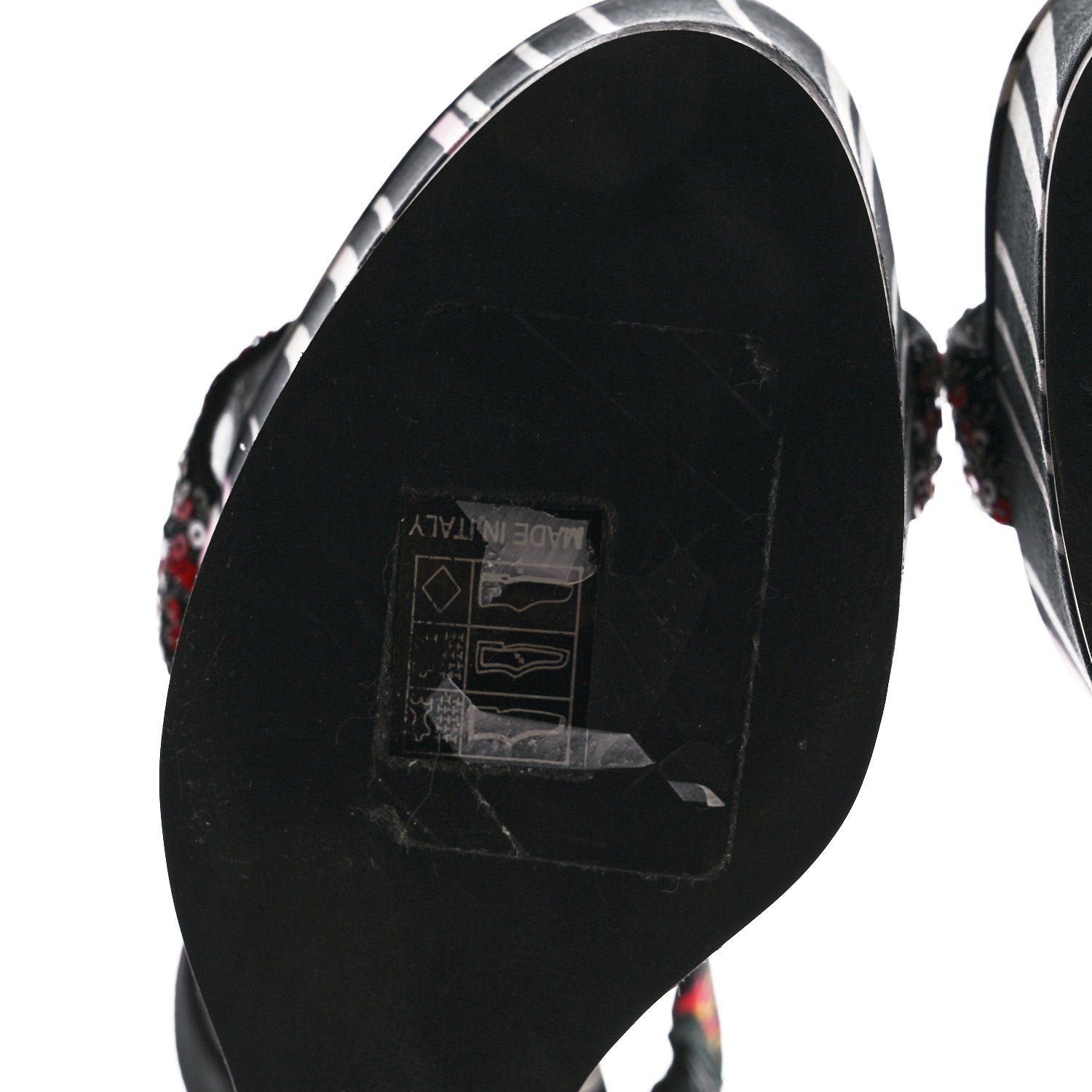 Christian Dior Satin Sequined Striped CD Platform Sandal 39.5 Black Multicolor 8 of 15