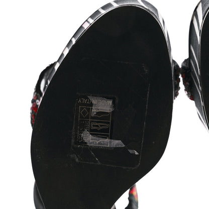 Christian Dior Satin Sequined Striped CD Platform Sandal 39.5 Black Multicolor 8 of 15
