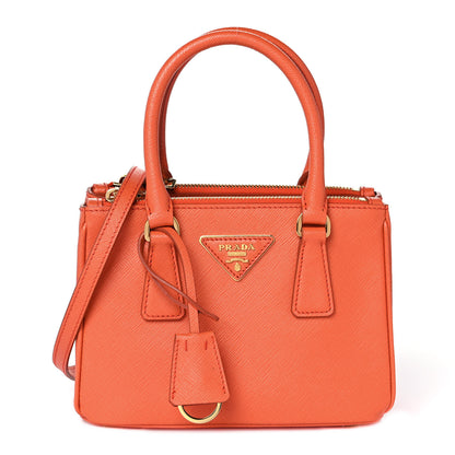 Prada Saffiano Mini Galleria Double Zip Tote Papaya 1 of 8