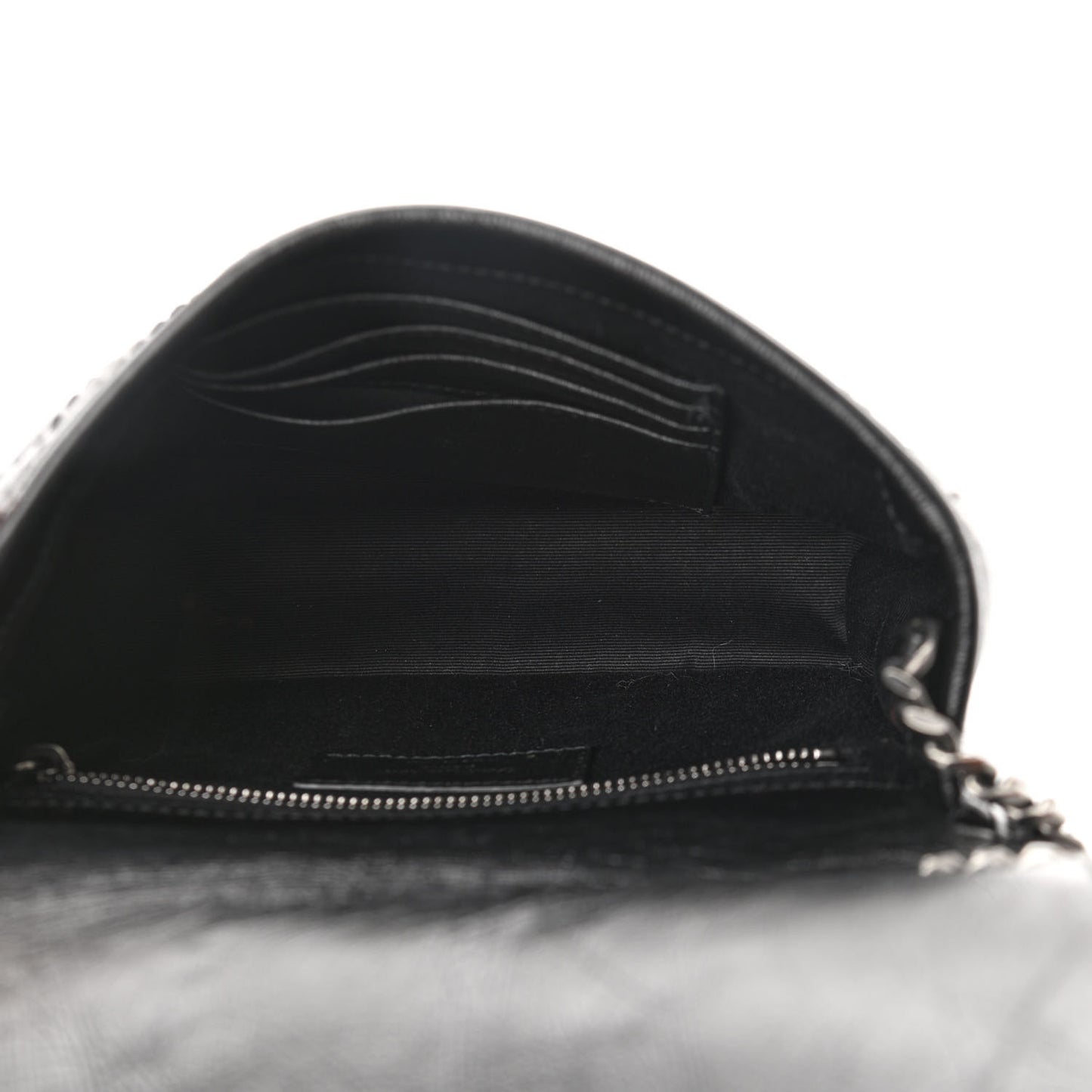 Crinkled Calfskin Matelasse Monogram Niki Chain Wallet Black