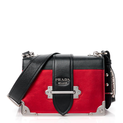 Prada City Calf Saffiano Cahier Bag Rosso Mordore Black 1 of 11