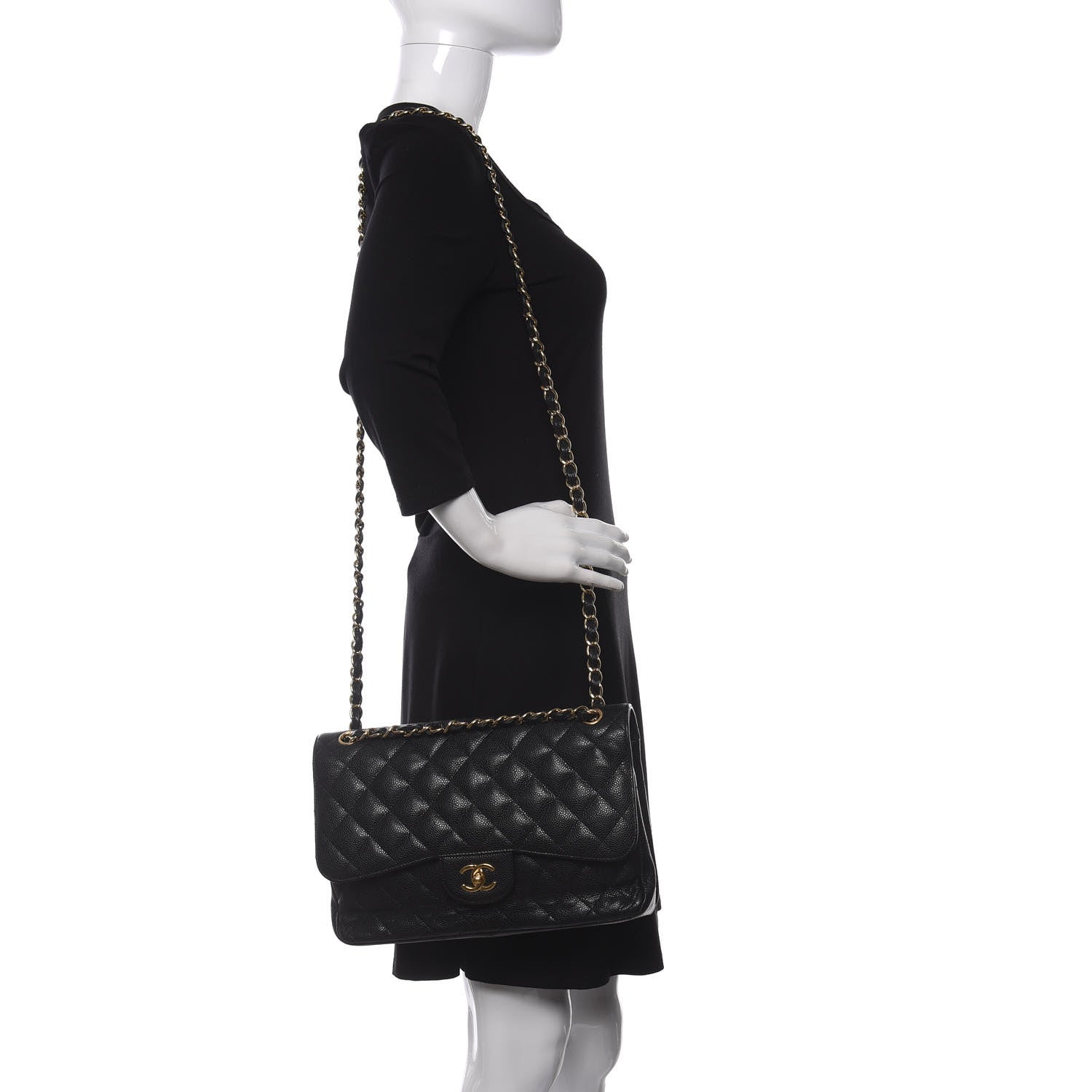 Chanel Caviar Quilted Jumbo Double Flap Black 2 of 10