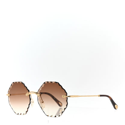 Chloe Rosie Bevelled Round Sunglasses CE143S Gold Gradient Brown 1 of 6