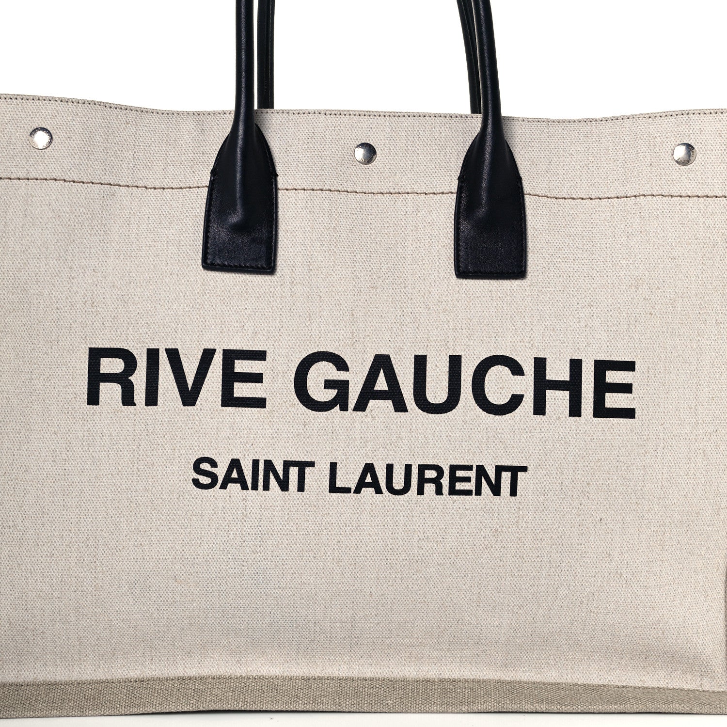 Saint Laurent Linen Calfskin Rive Gauche Tote Optic White 8 of 10