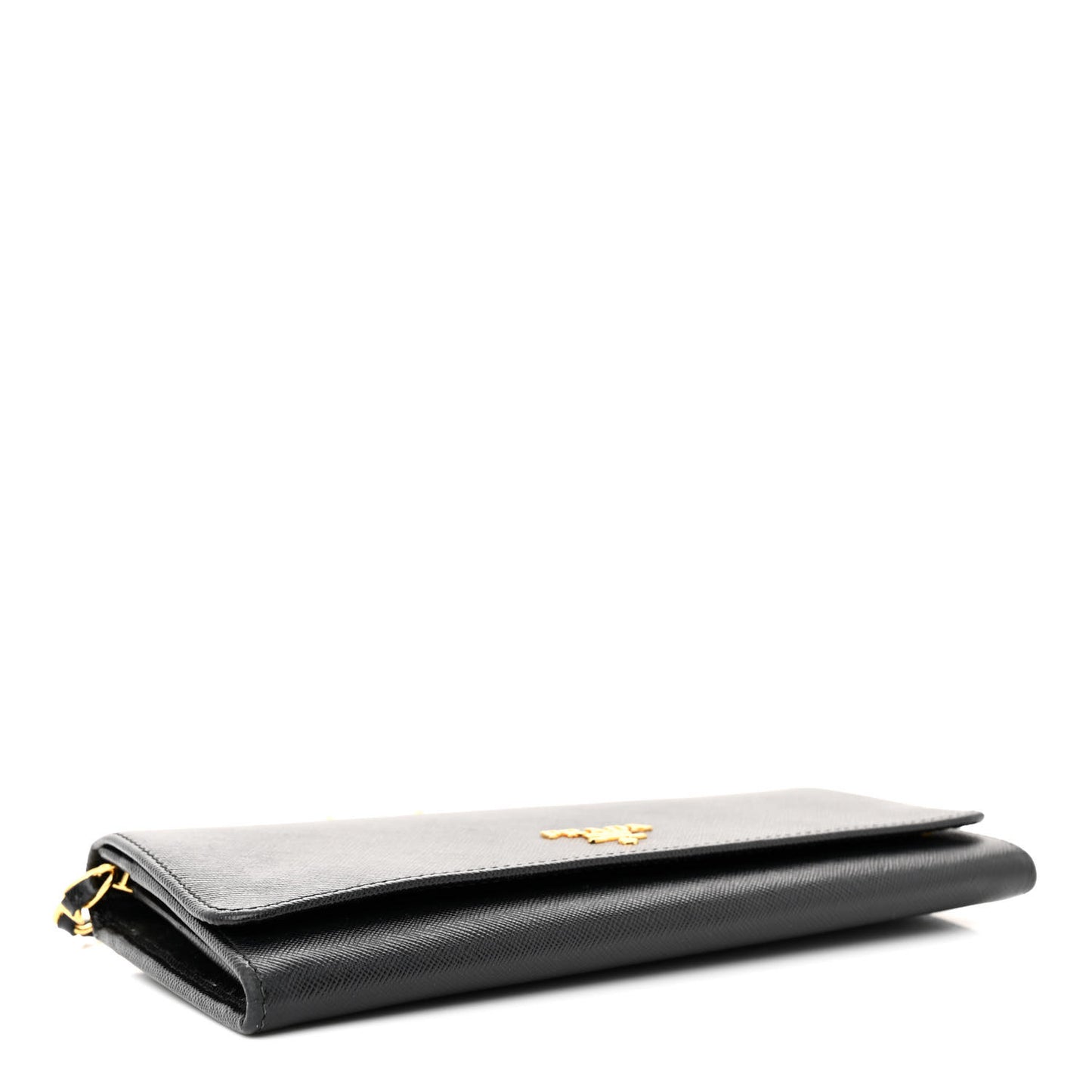Saffiano Metal Oro Chain Wallet Black