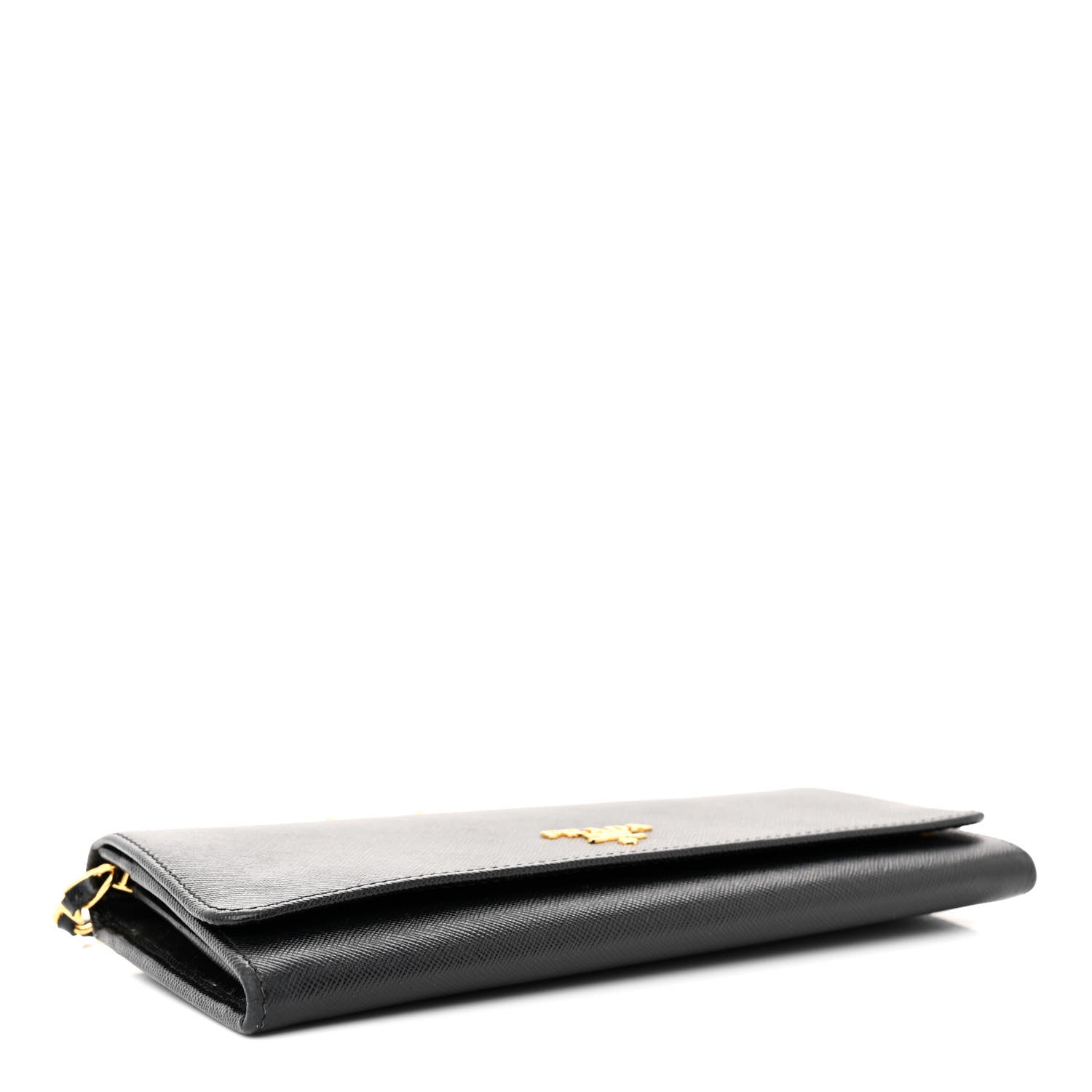 Prada Saffiano Metal Oro Chain Wallet Black 4 of 12