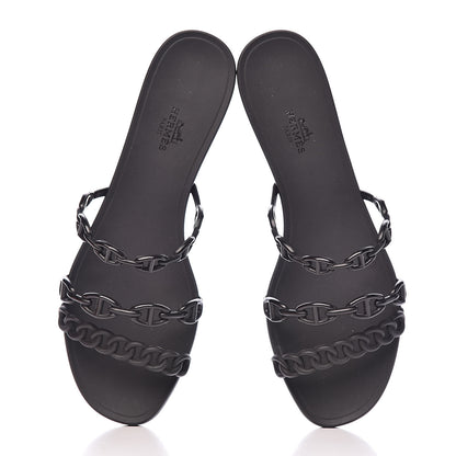 Hermes Rubber Chaine d'Ancre Rivage Sandals 40 Black 8 of 9