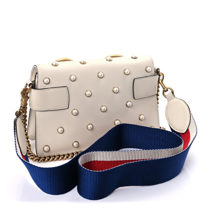 Gucci Nappa Pearl Studded Mini Queen Margaret Broadway Shoulder Bag  Mystic White 2 of 7