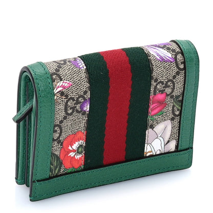 Gucci GG Supreme Monogram Flora Web Ophidia Card Case Green 4 of 7