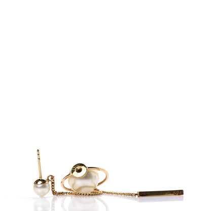 Christian Dior Pearl Tribales Dangle Chain Earrings Gold 3 of 5