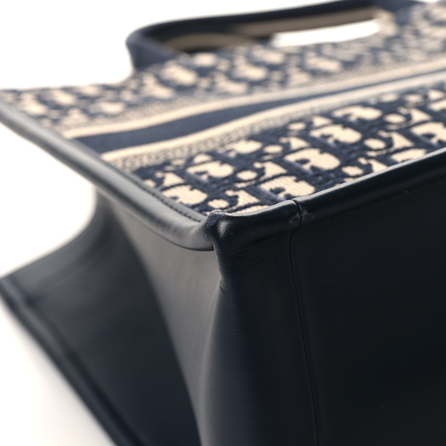 Oblique Calfskin Medium Book Tote With Strap Blue Multicolor