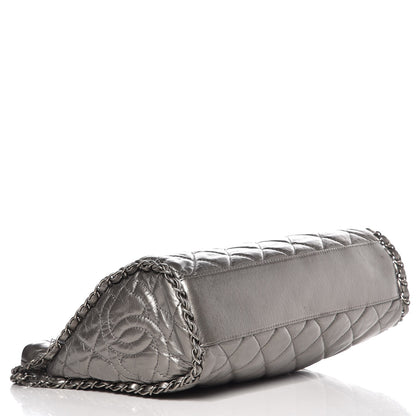 Chanel Metallic Calfskin Quilted Medium Chain Me Hobo Dark Silver 4 of 7
