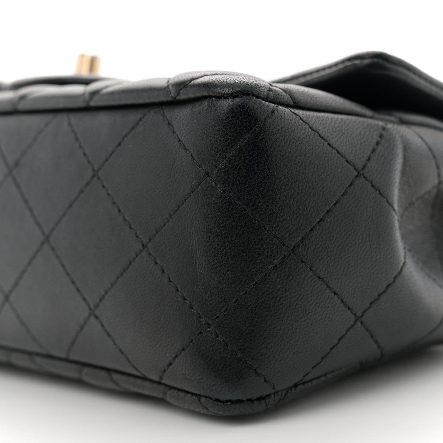 Lambskin Quilted Mini Rectangular Flap Black