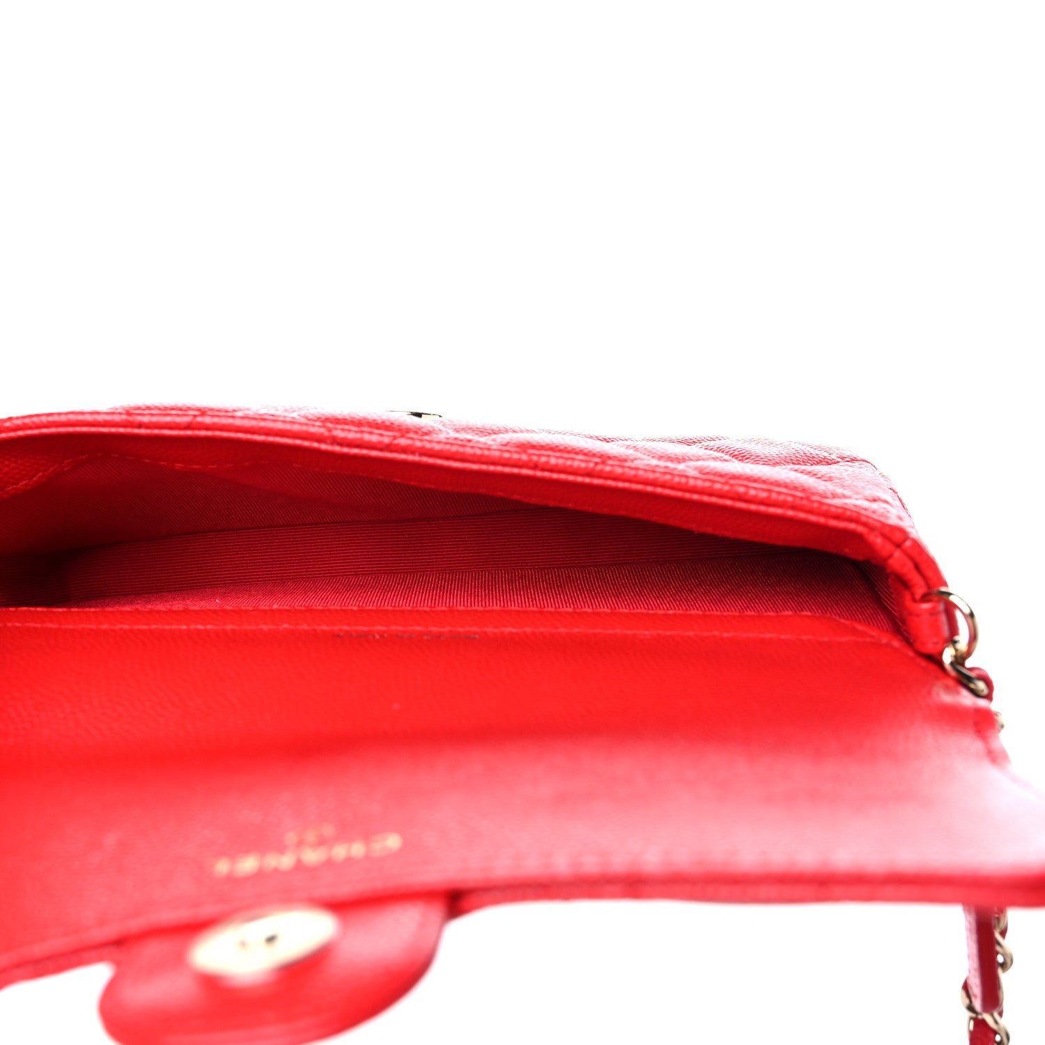Chanel Caviar Quilted Flap Phone Holder With Chain Red 5 of 12