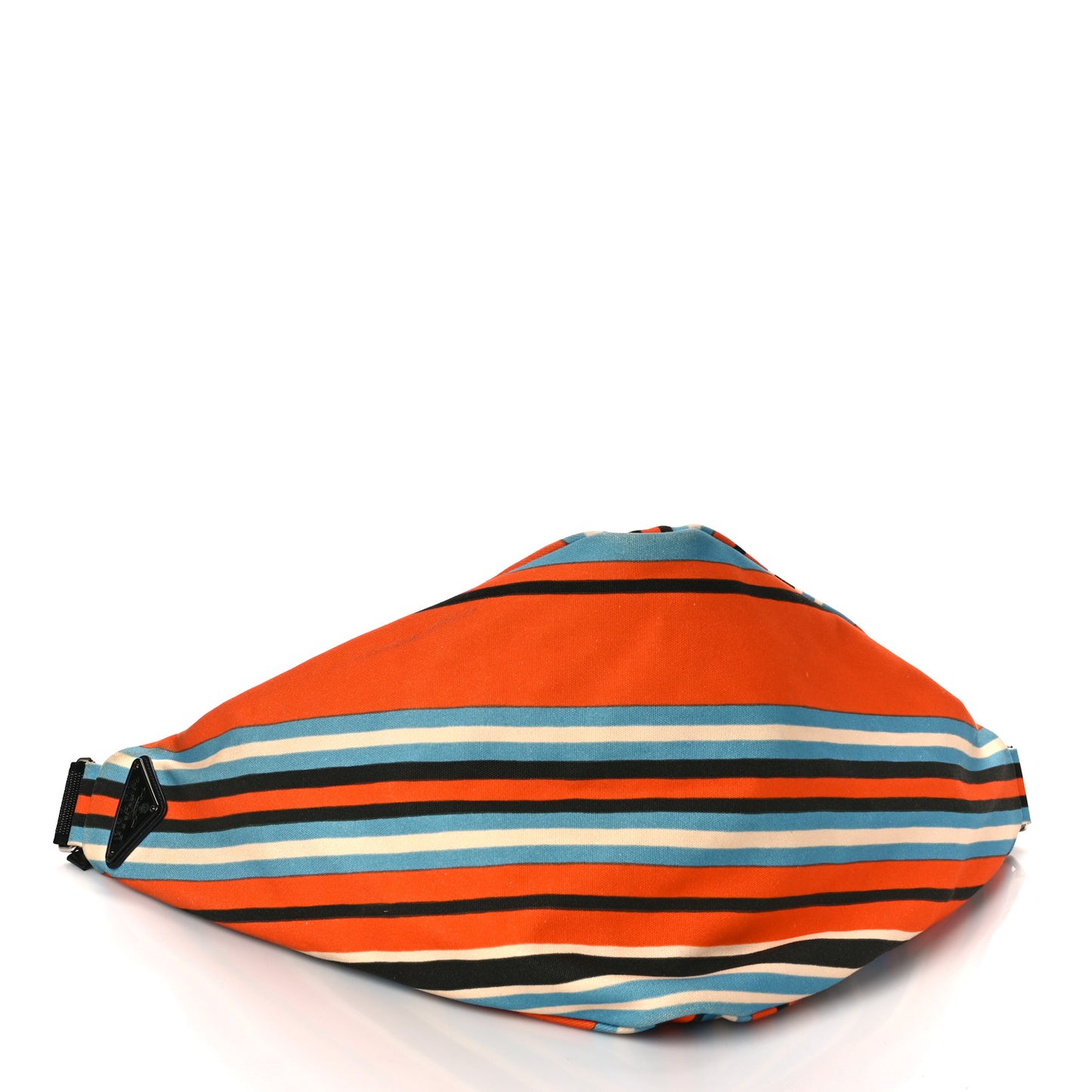 Canvas Logo Embossed Striped Large Triangle Shoulder Bag Arancio