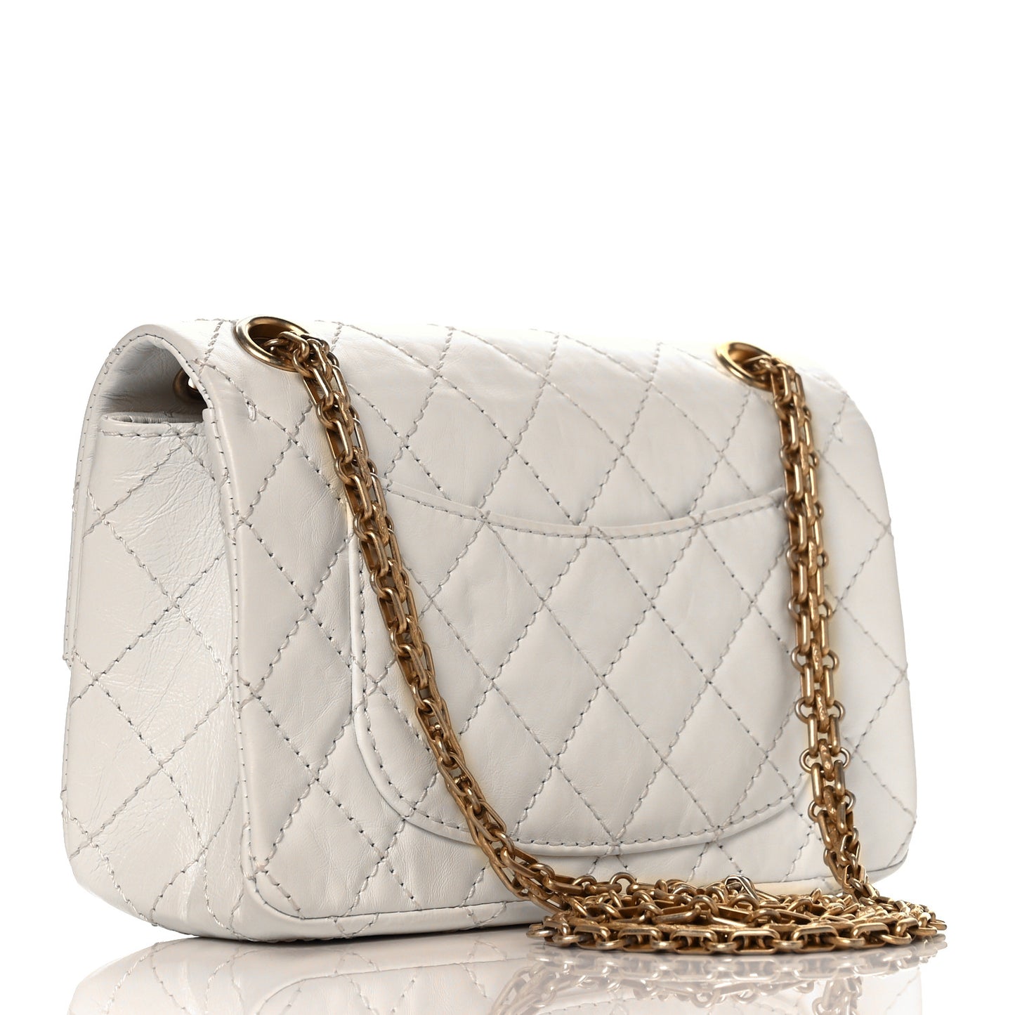 Aged Calfskin Quilted 2.55 Reissue Mini Flap White