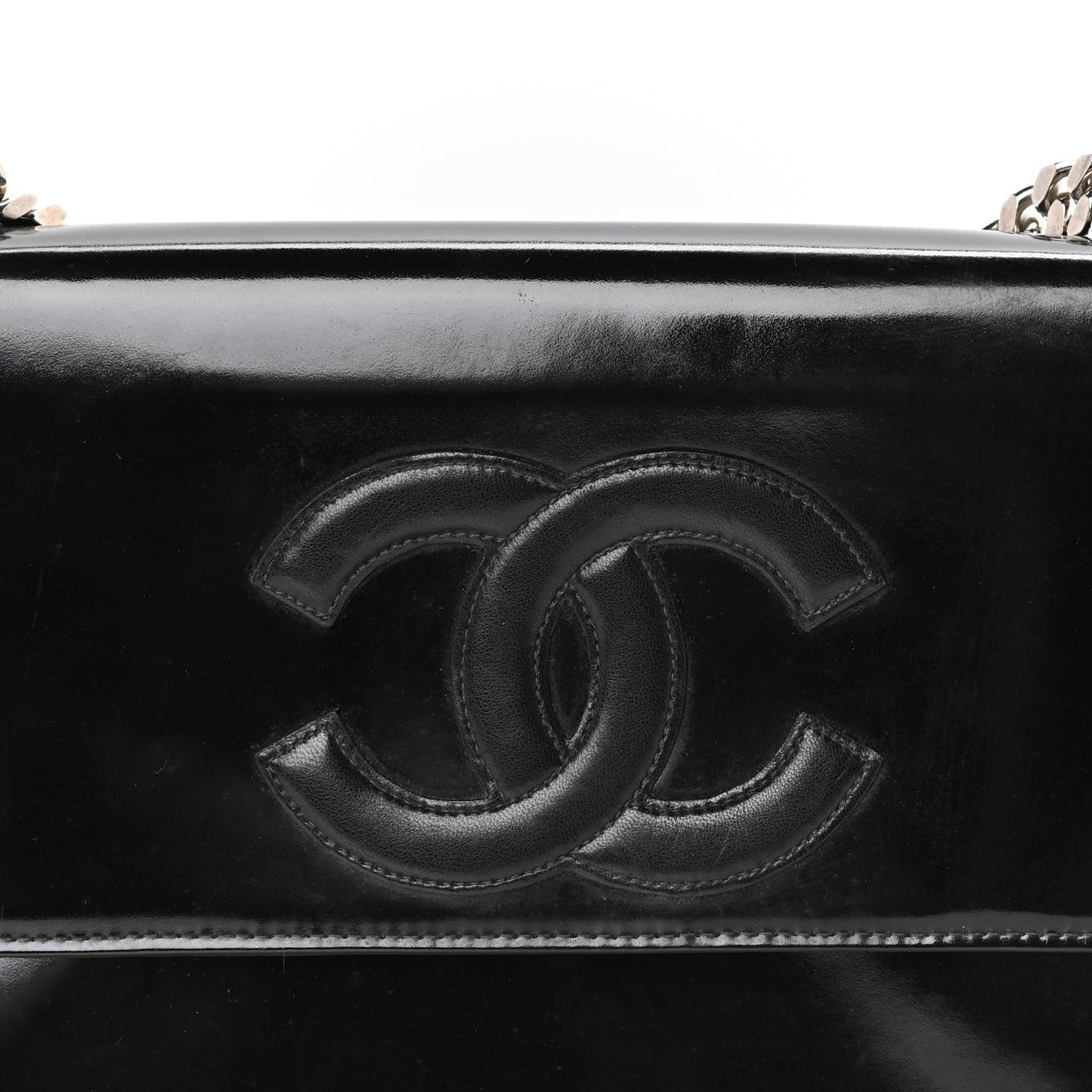 Lambskin Patent CC Flap Bag  Black