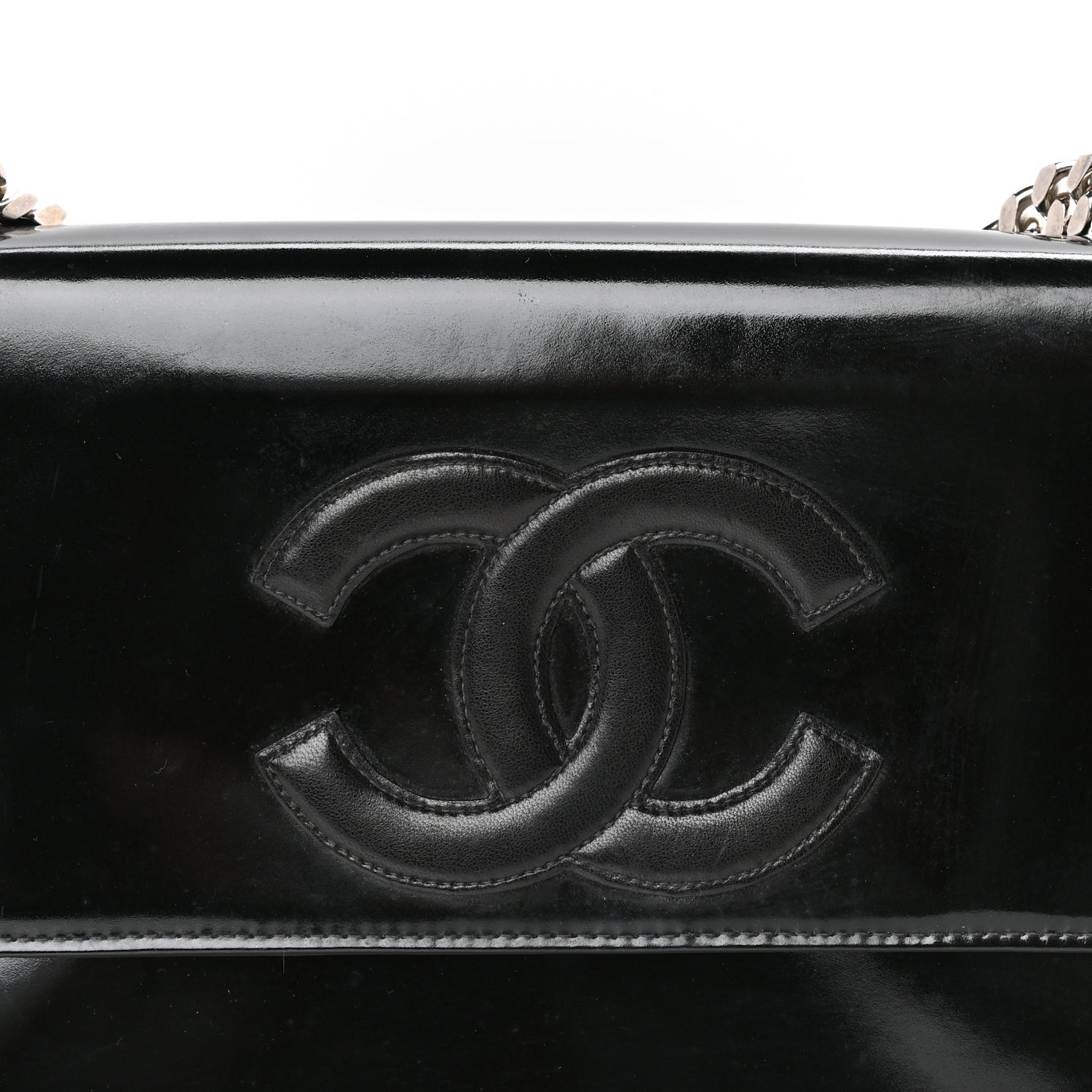 Chanel Lambskin Patent CC Flap Bag  Black 7 of 9