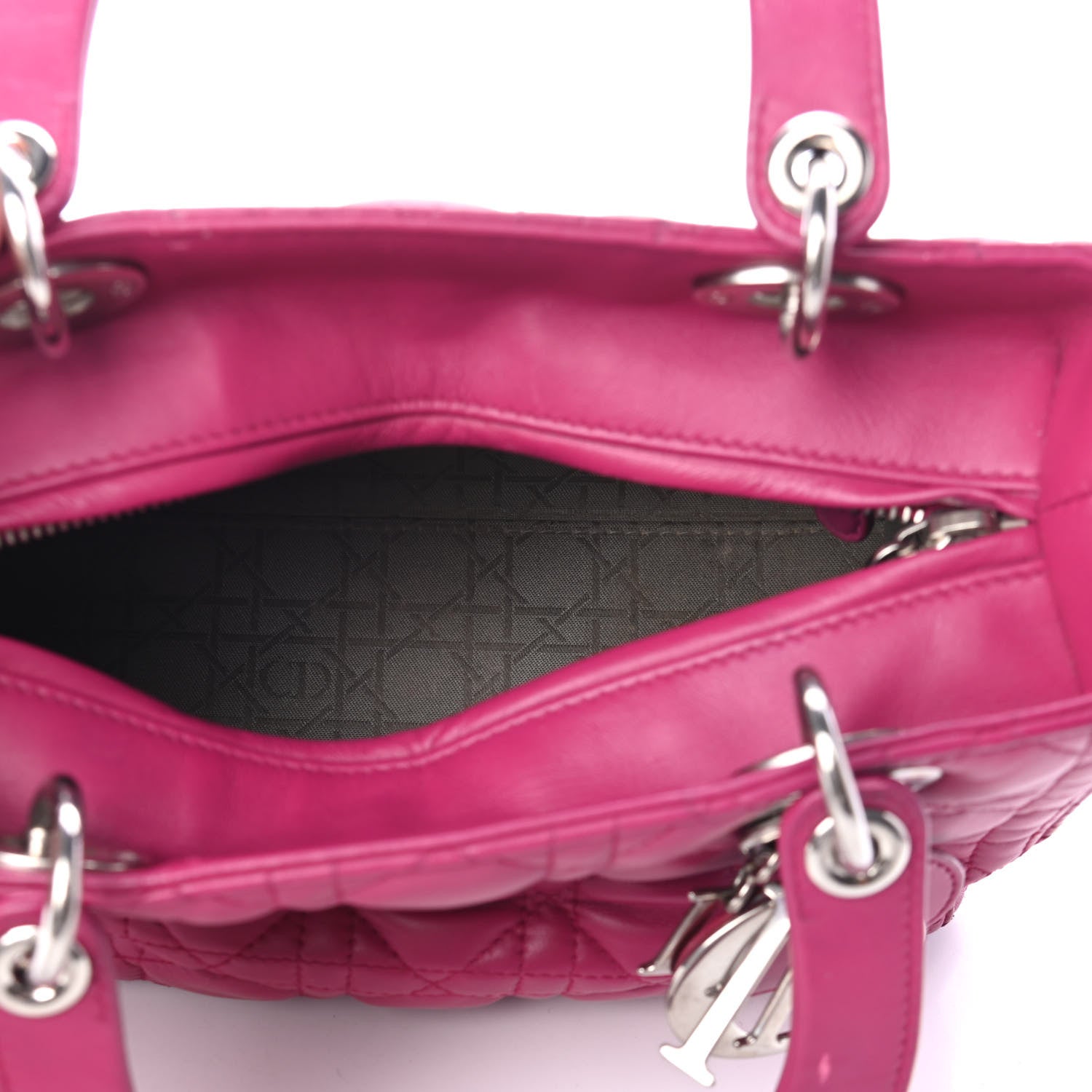 Christian Dior Lambskin Cannage Medium Lady Dior Fuchsia 3 of 4