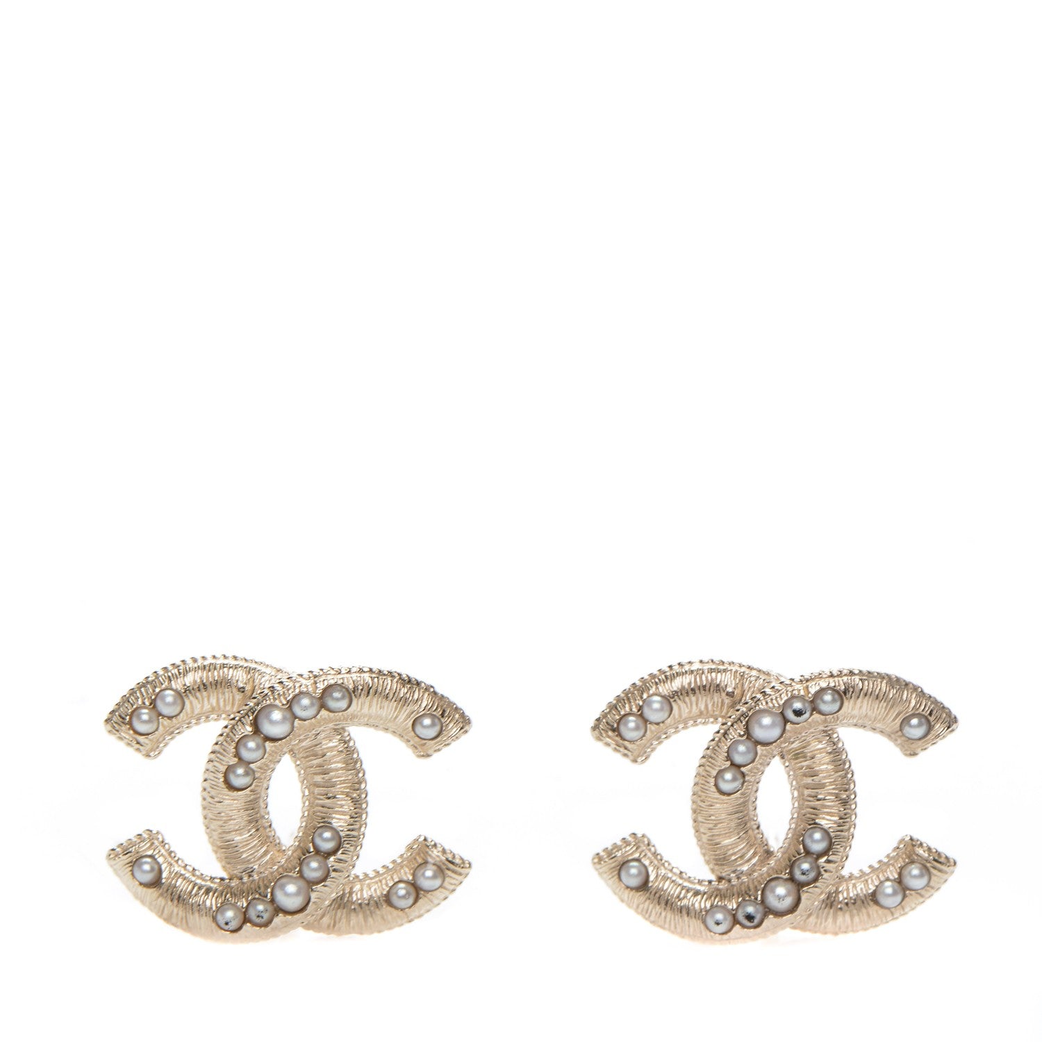 Chanel Pearl CC Earrings Light Gold 1 of 4
