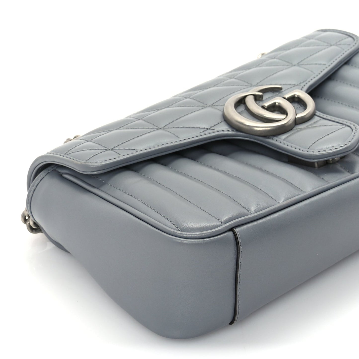 Calfskin Matelasse Aria Small GG Marmont Shoulder Bag  Deep Grey