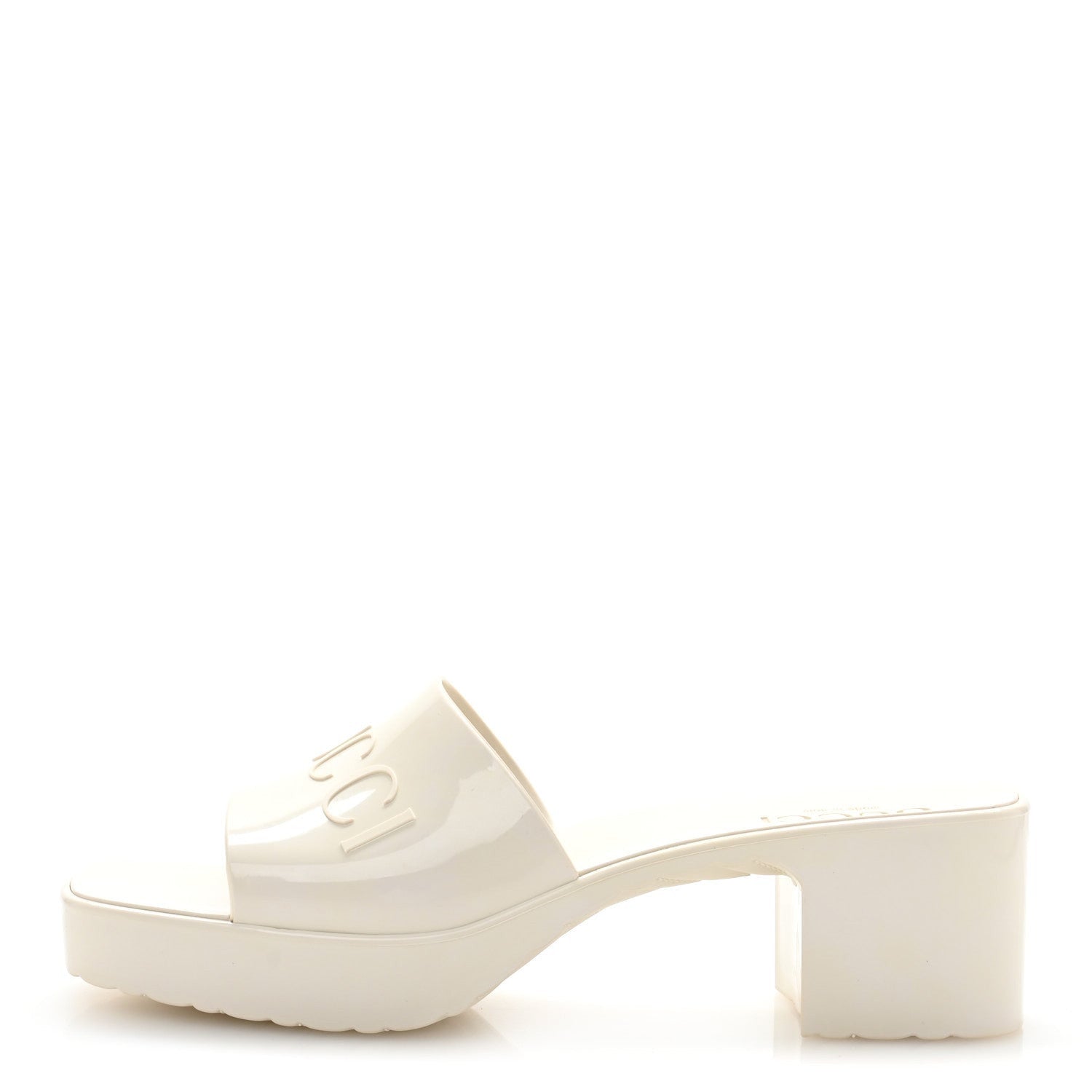 Gucci Rubber Logo Womens Platform 20/60mm Slide Sandals 38 Mystic White 1 of 7