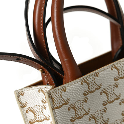 Celine Triomphe Canvas Calfskin Mini Vertical Cabas White 12 of 12