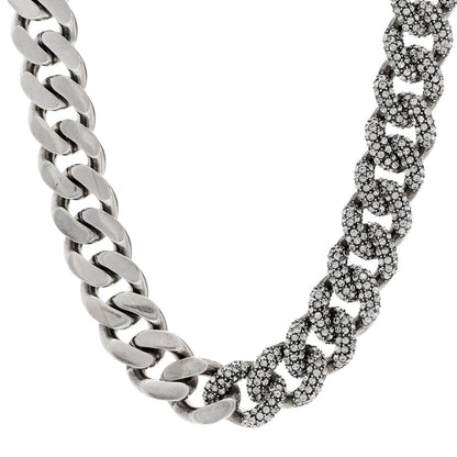 Saint Laurent Crystal Curb Chain Necklace Oxidized Silver 1 of 6