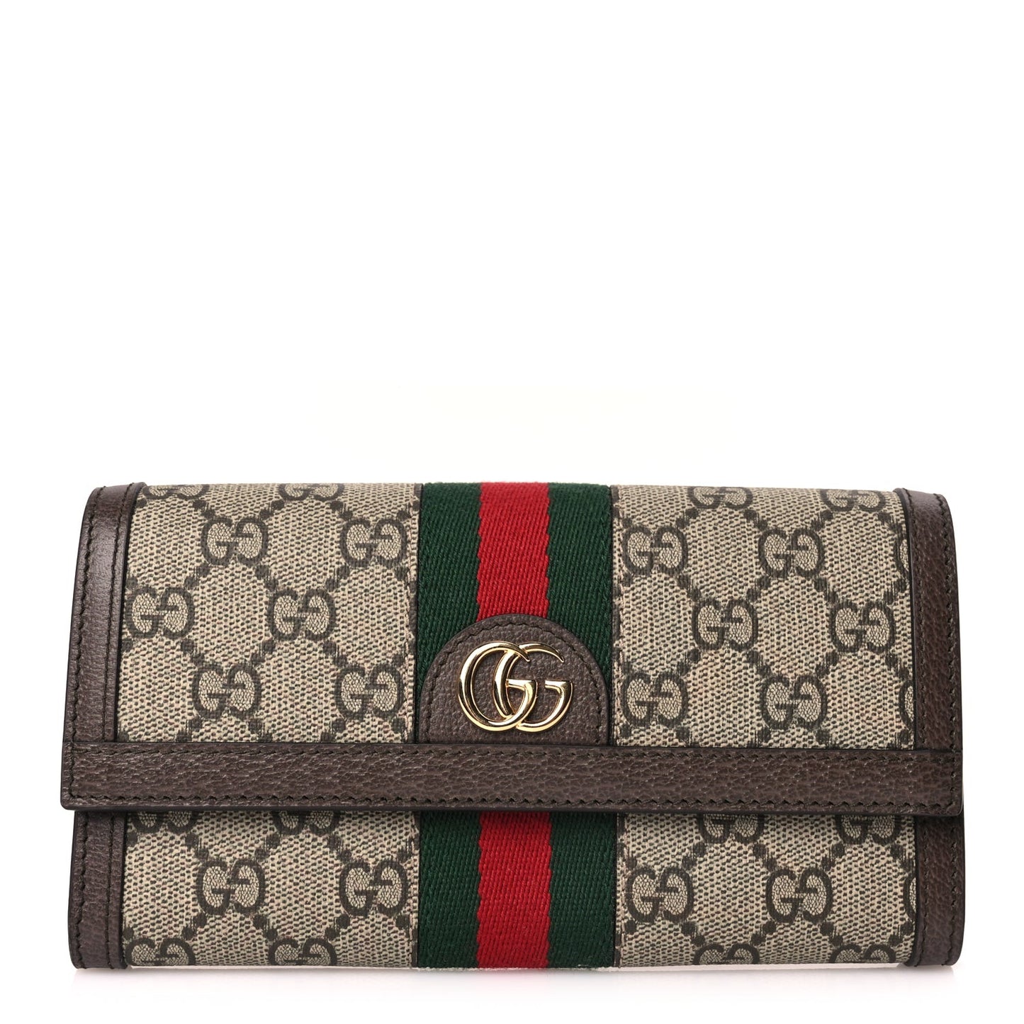 GG Supreme Monogram Web Ophidia Continental Wallet Brown