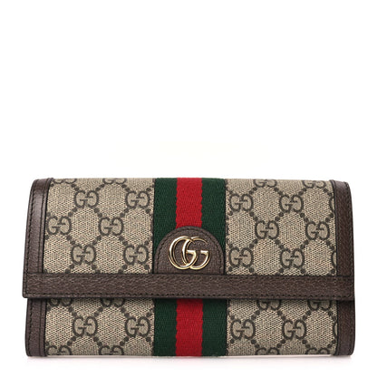 Gucci GG Supreme Monogram Web Ophidia Continental Wallet Brown 1 of 7