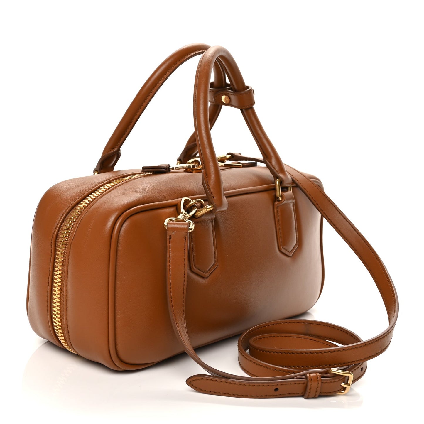 Calfskin Large Arcadie Top Handle Bag Cognac Cognac