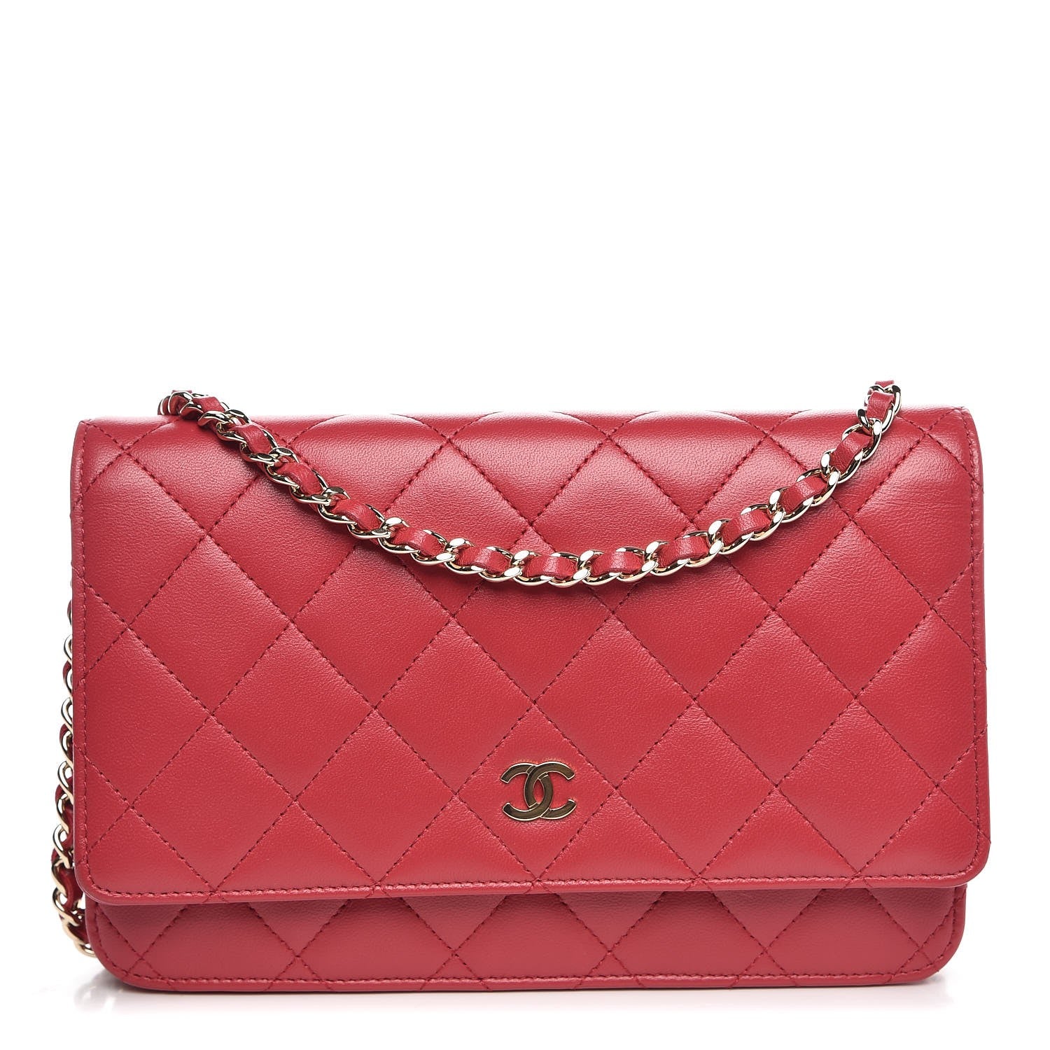 Chanel Lambskin Quilted Wallet On Chain WOC Pink 1 of 9