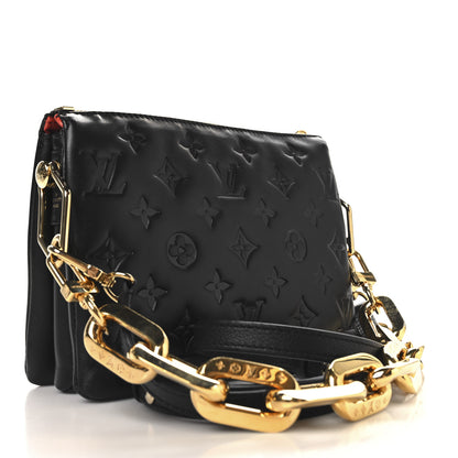 Louis Vuitton Lambskin Embossed Monogram Coussin BB Black 3 of 11